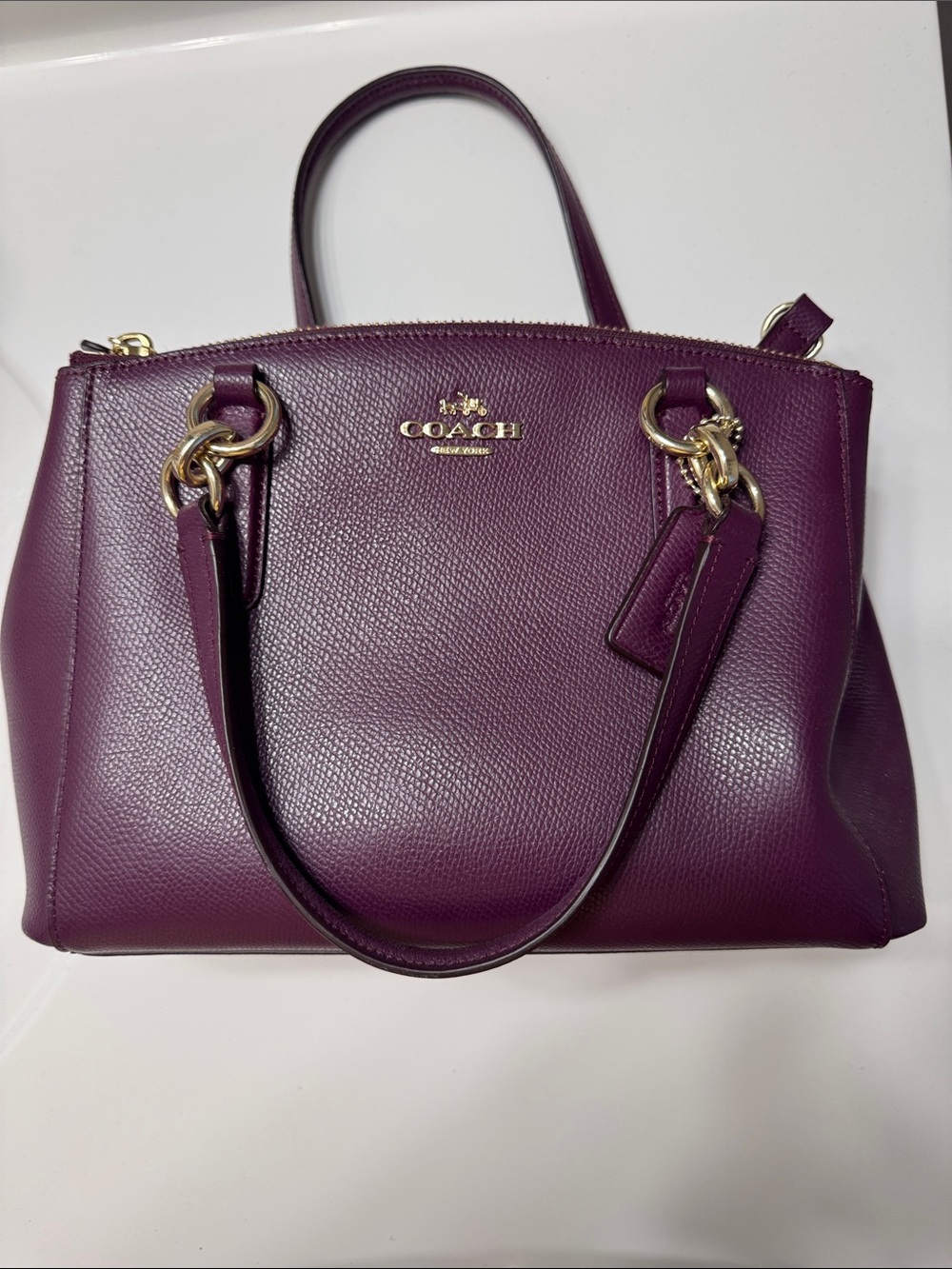 Coach Deep Plum Leather Satchel Handbag